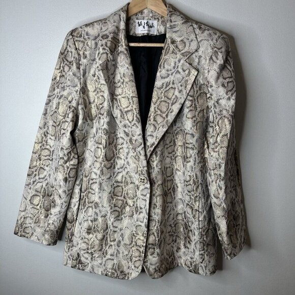 VintageTalk of the Walk Atlantic City Blazer Jacket Large Embossed Python Snake - Picture 1 of 12